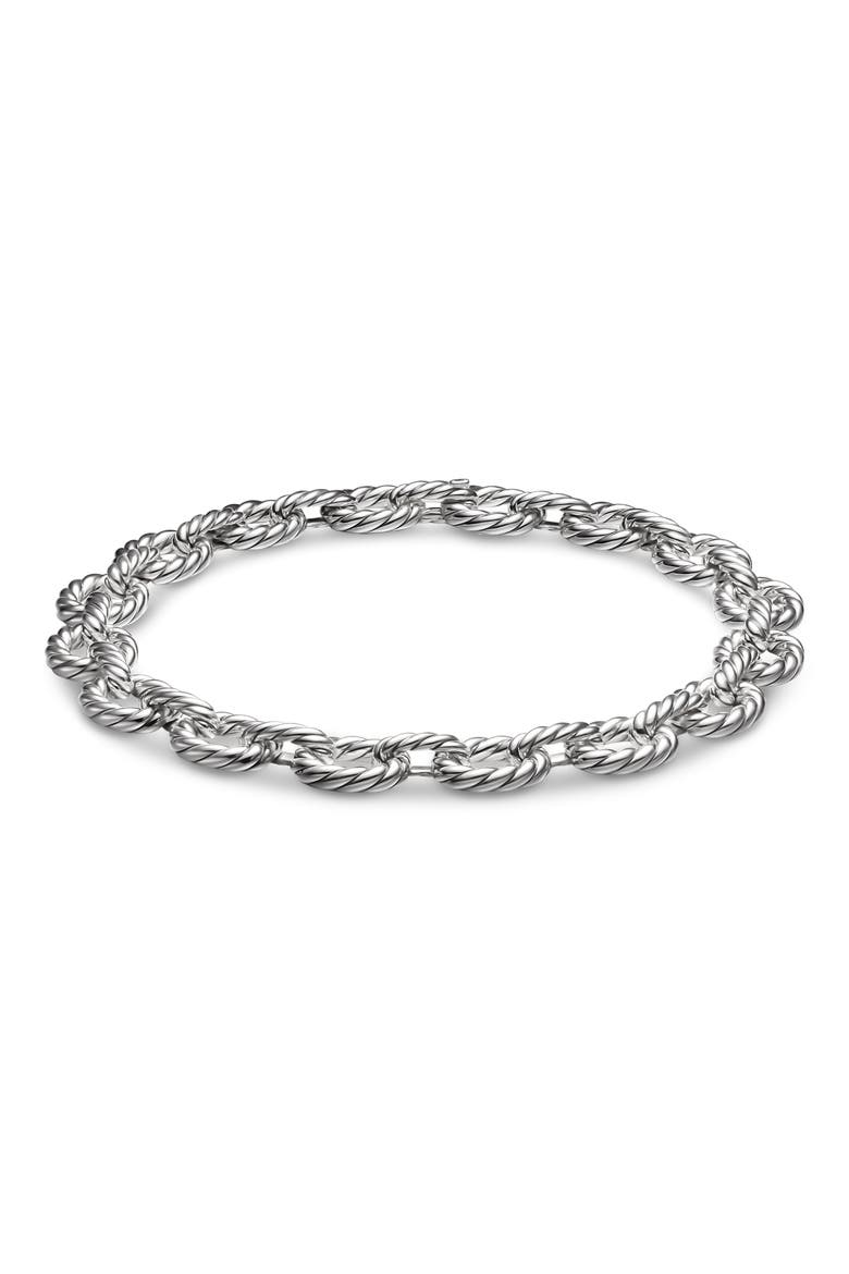Sculpted Cable Oval Link Necklace, Alternate, color, SILVER