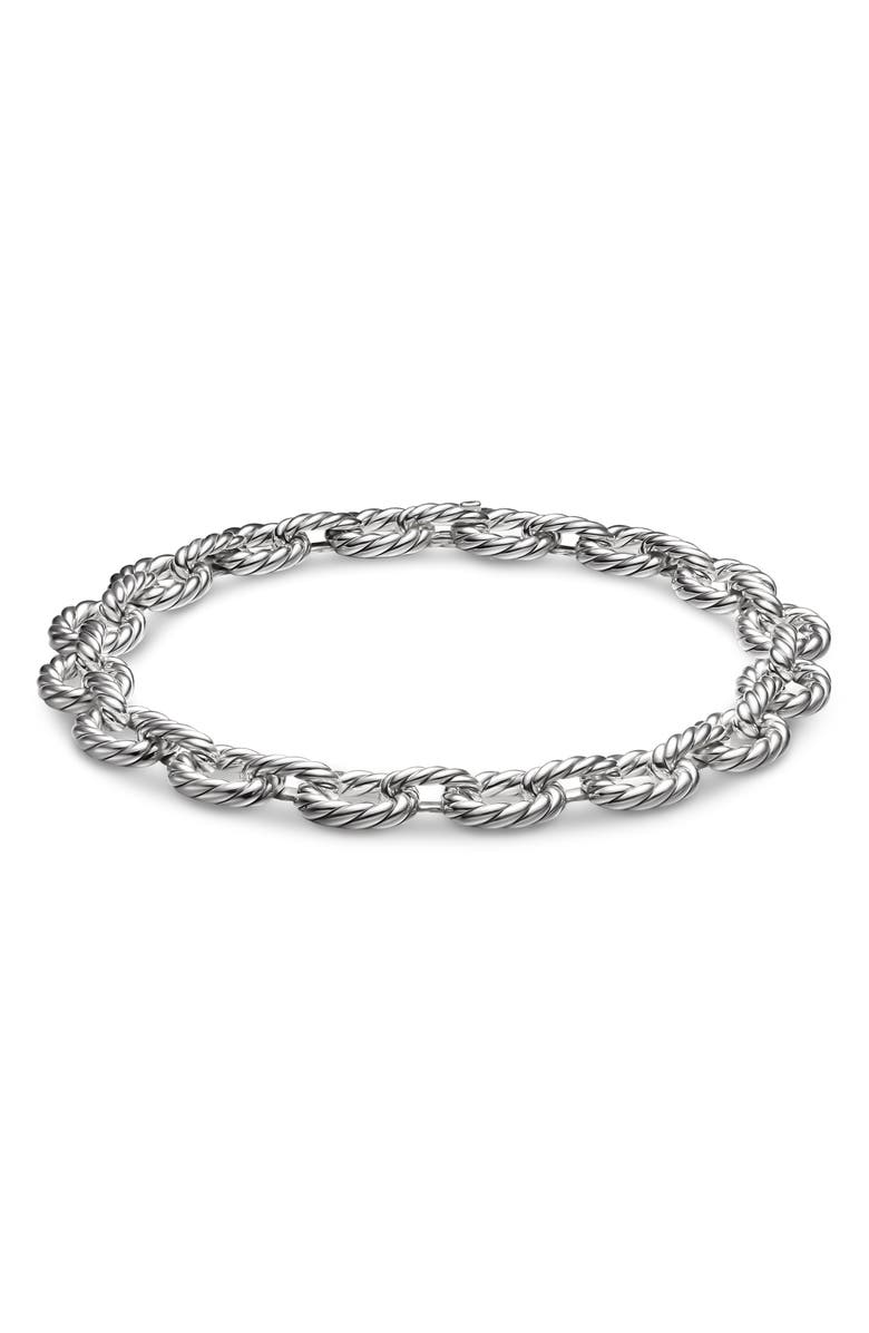 David Yurman Sculpted Cable Oval Link Necklace, Alternate, color, Silver