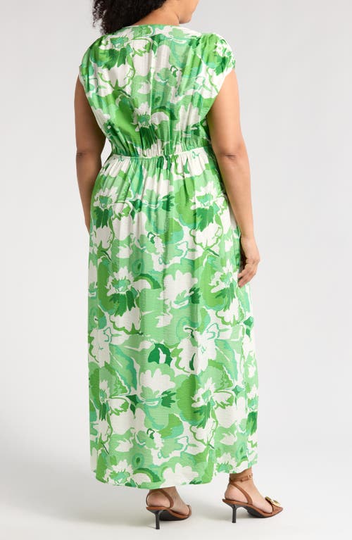 Renee C Floral Sleeveless Maxi Dress In Kelly Green