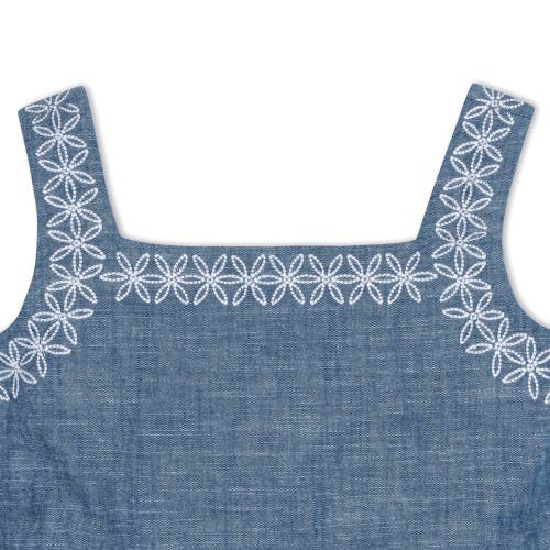 Hope & Henry Girls' Organic Chambray Sundress With Embroidery, Toddler In Blue Chambray