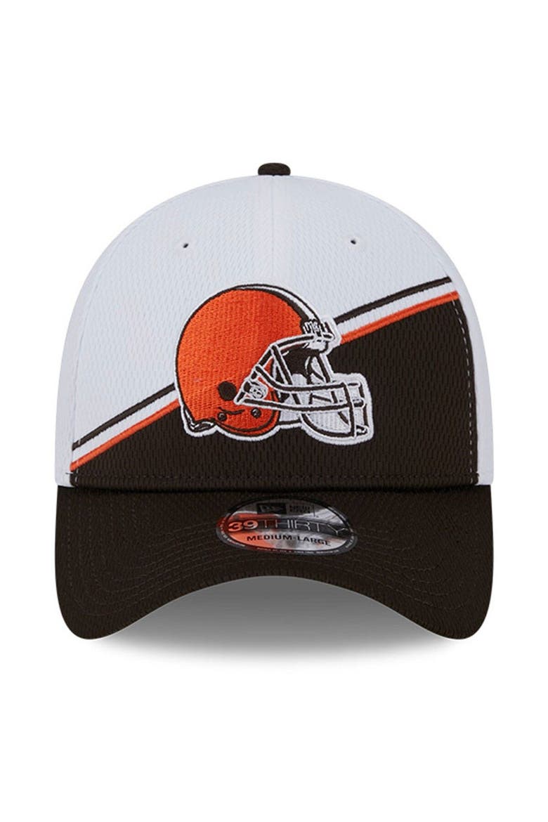Men's New Era  White/Brown Cleveland Browns 2023 Sideline 39THIRTY Flex Hat, Alternate, color, White