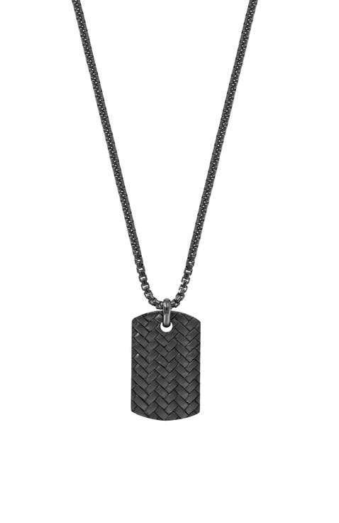 Textured Dog Tag Pendant in Sterling Silver