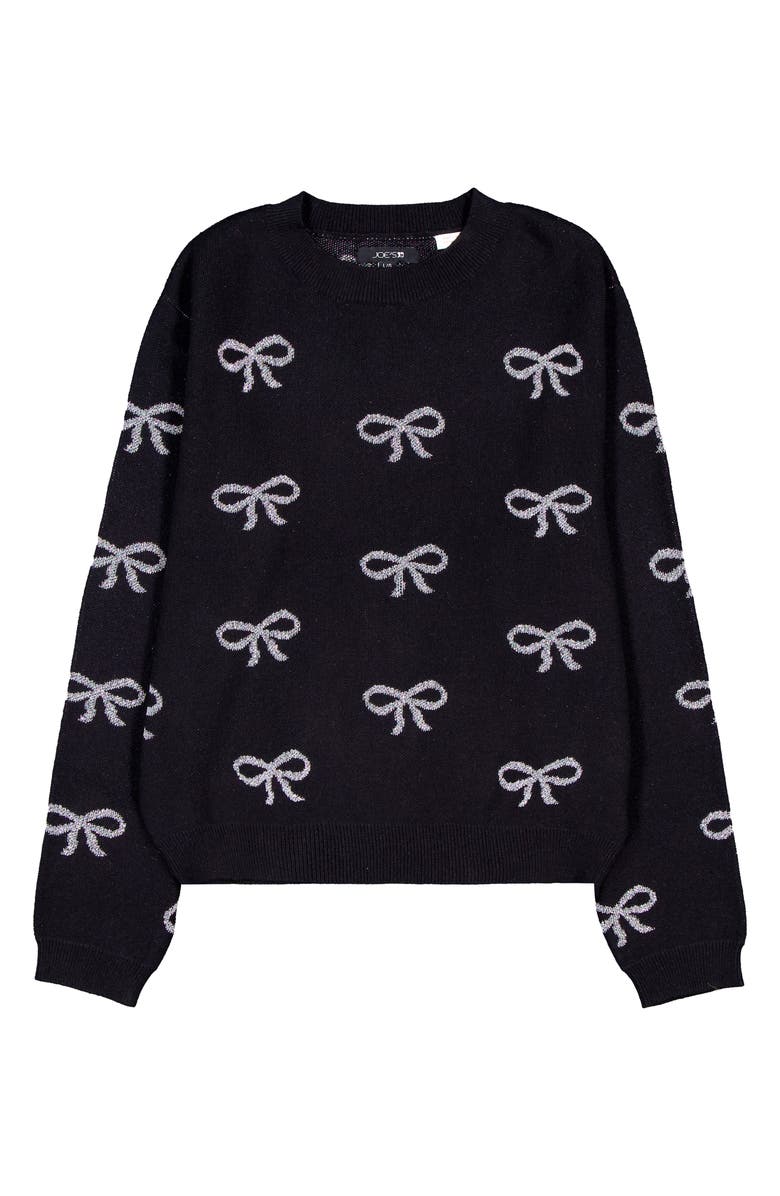 Joe's Jeans Kids' Bow Print Crewneck Sweater, Main, color, Black
