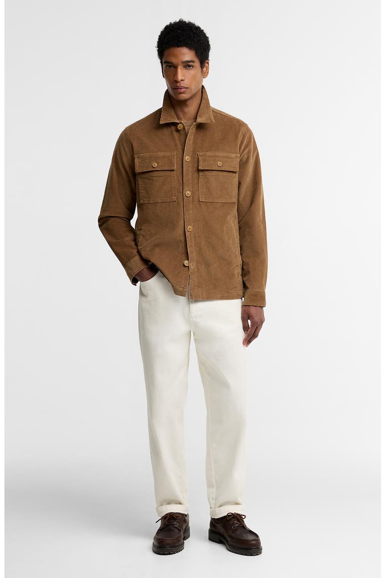 Tartan Trimmed Corduroy Shirt Jacket, Alternate, color, SANDSTONE