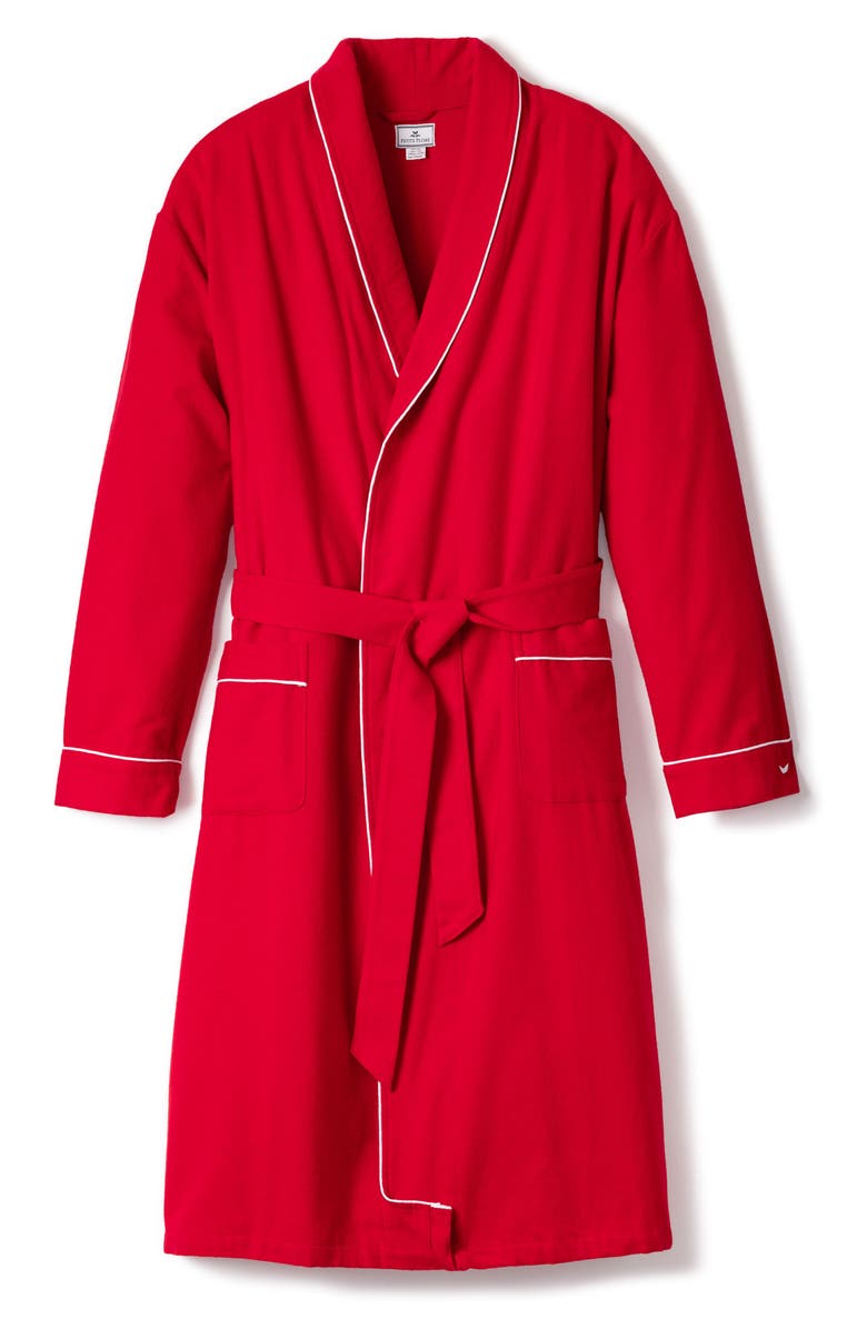Petite Plume Cotton Flannel Robe, Main, color, Red