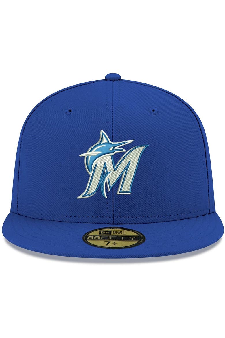 Men's New Era Royal Miami Marlins White Logo 59FIFTY Fitted Hat, Alternate, color, Royal