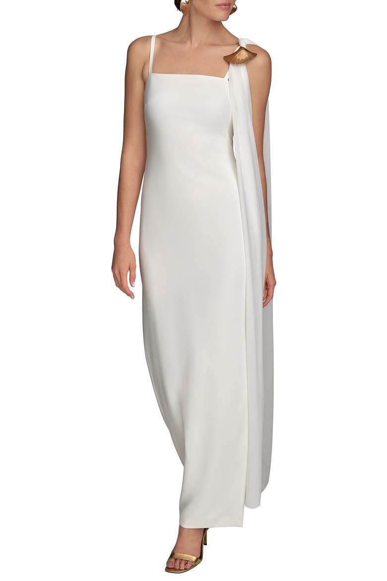 Scarf Drape Sleeveless Gown, Main, color, CREAM
