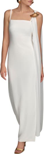 Scarf Drape Sleeveless Gown