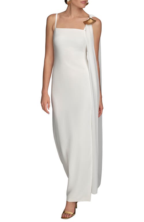 Donna Karan New York Scarf Drape Sleeveless Gown In Cream