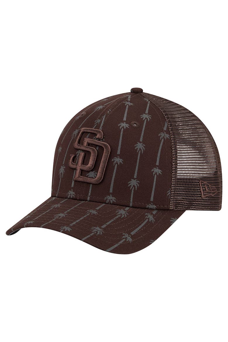 Men's New Era Brown San Diego Padres Tonal Icon 9FORTY Adjustable Trucker Hat, Main, color, Brown