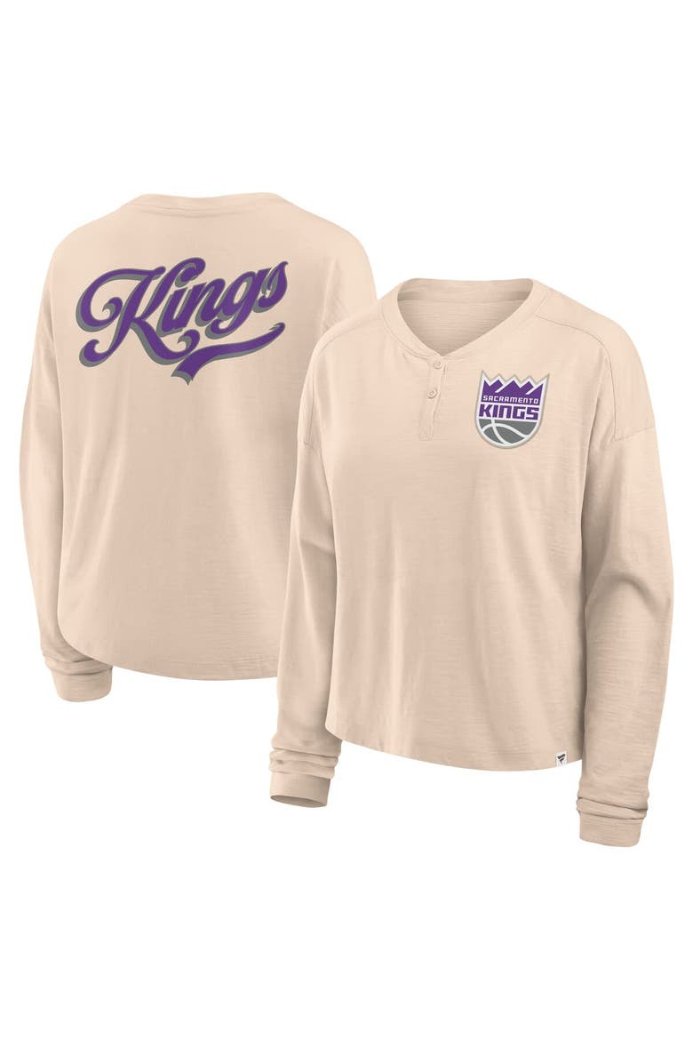 Women's Fanatics Natural Sacramento Kings Boxed Out Drop Fashion Long Sleeve T-Shirt, Main, color, Natural