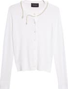 Simone Rocha Classic Faux Pearl Merino Wool & Silk Cardigan
