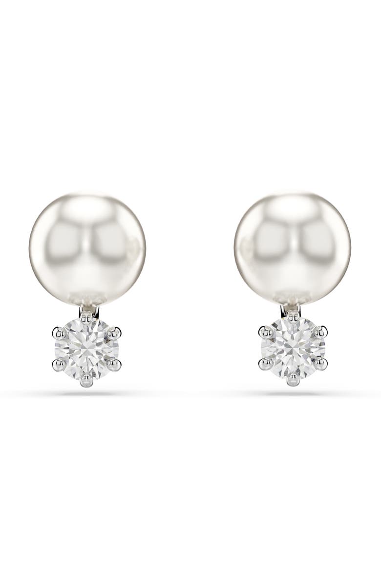 Swarovski Matrix Faux Pearl & Crystal Stud Earrings, Main, color,
