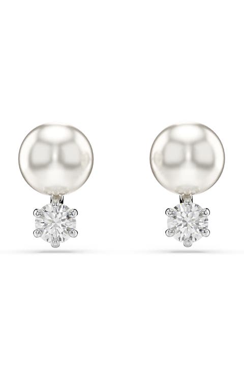 Matrix Faux Pearl & Crystal Stud Earrings