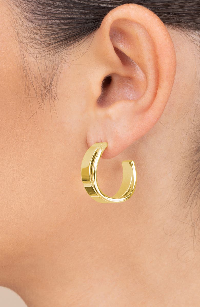 Sterling Forever Katia Wave Hoop Earrings, Alternate, color, Gold