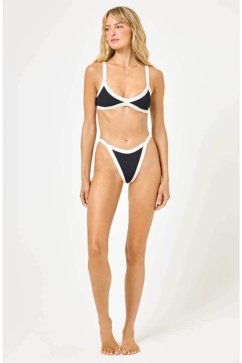 Mackenzie Full Bikini Bottoms, Alternate, color, BLACK/ CREAM