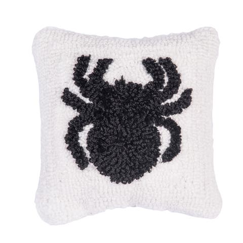 Spider Pattern Hooked Small Petite Halloween Accent Pillow 8" x 8"