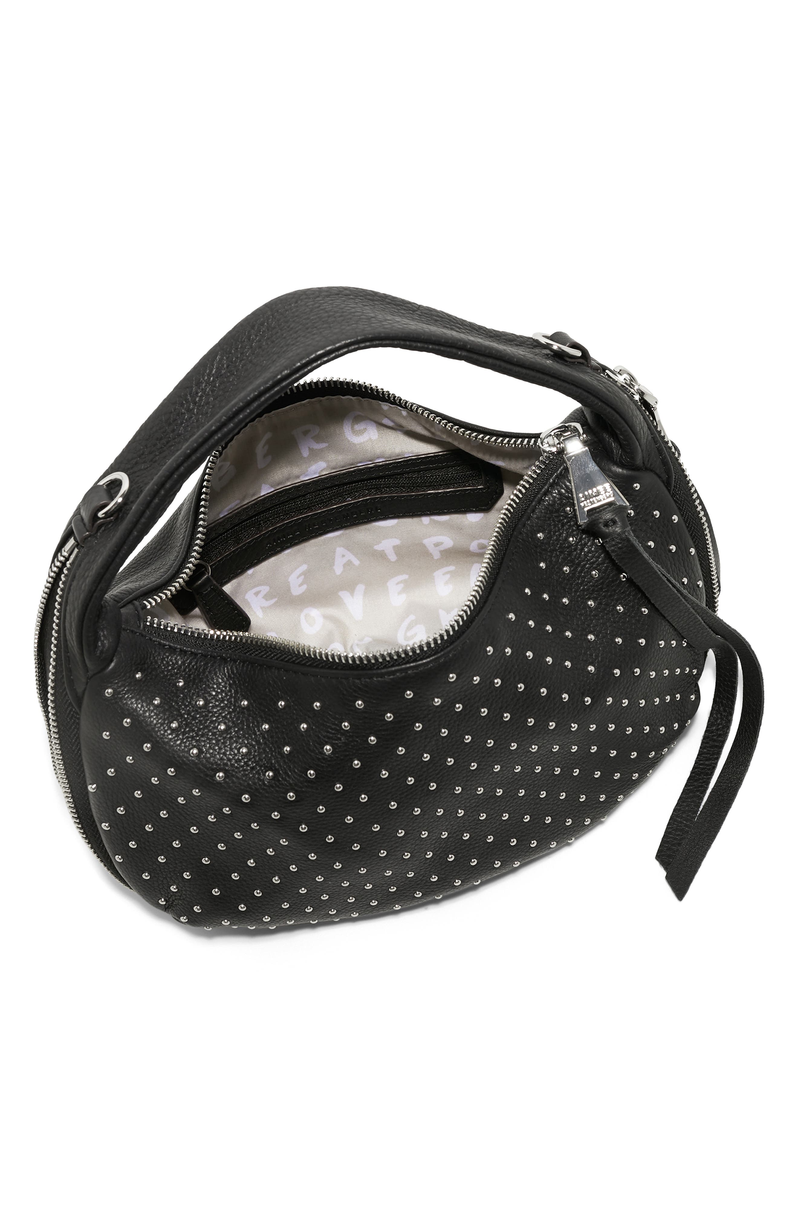 Mini Roxbury Leather Top Handle Bag, Alternate, color, BLACK W MICRO STUDS