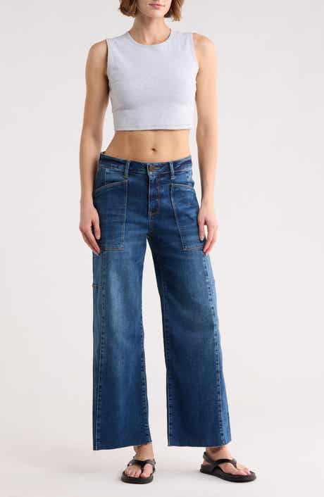 KUT from the Kloth Lily High Waist Raw Ankle Wide Leg Jeans
