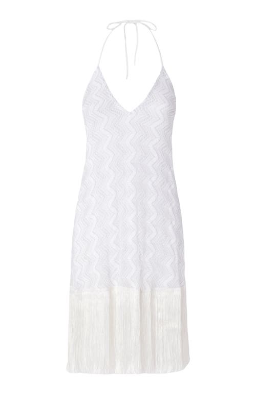 Missoni Cover-up Dress In Zig Zag Lamé Viscose With Fringes In White