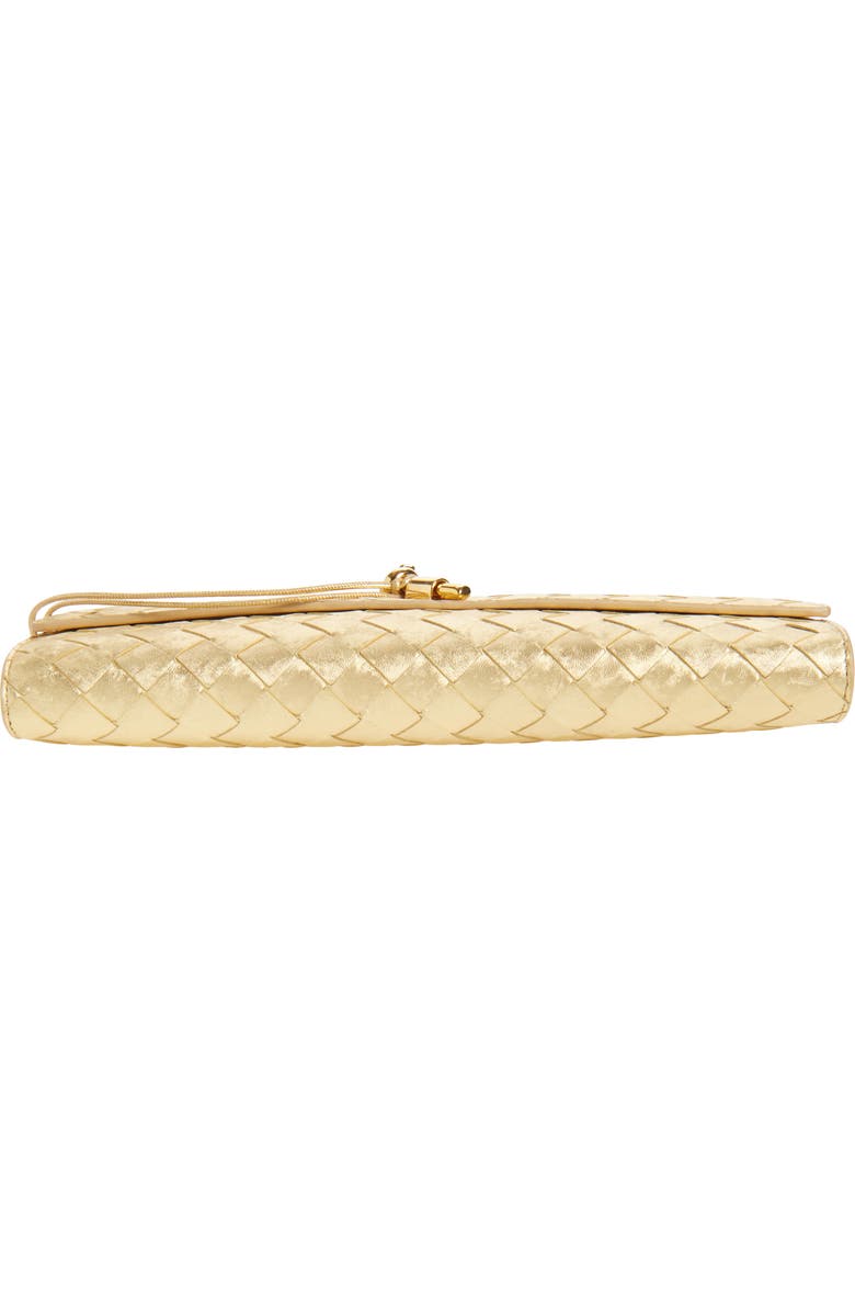 Bottega Veneta Andiamo Intrecciato Satin Clutch, Alternate, color, 8472 Gold / Gold