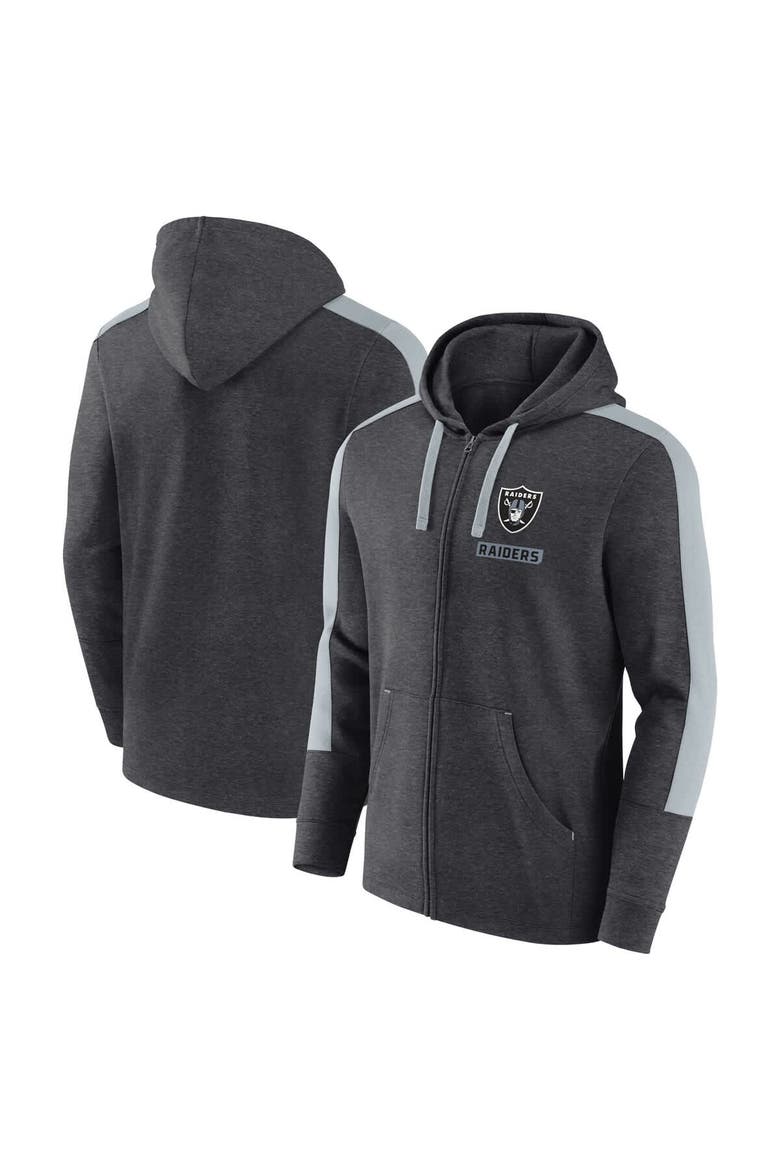 Men's Fanatics  Heather Charcoal Las Vegas Raiders Gains Full-Zip Hoodie, Main, color, Heather Charcoal