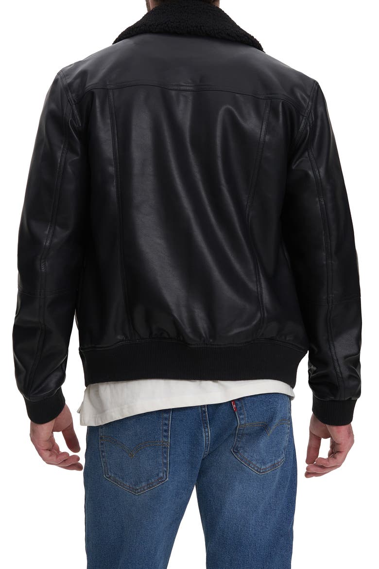 Kash Faux Shearling Collar Faux Leather Jacket, Alternate, color, BLACK