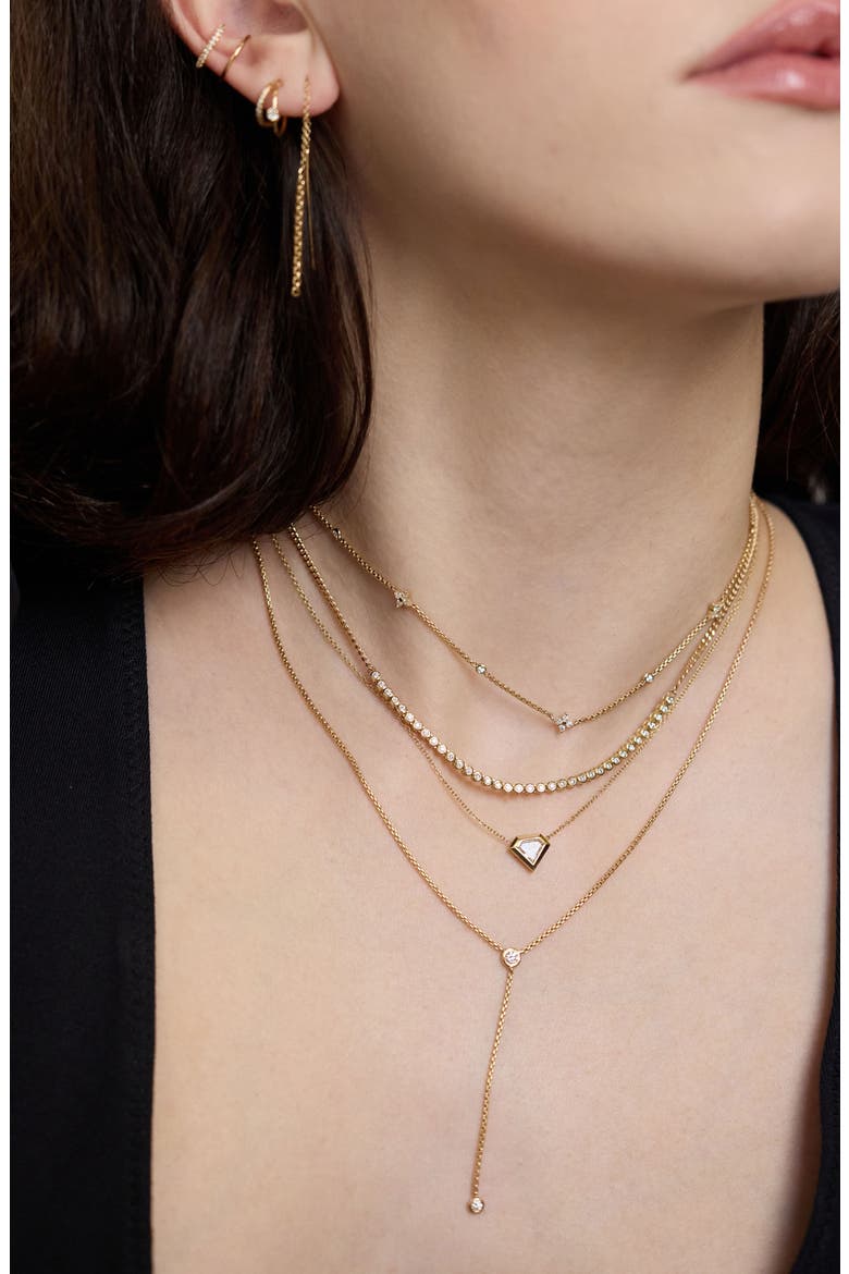 XS Diamond Bezel Curb Chain Necklace, Alternate, color, 14K YELLOW GOLD