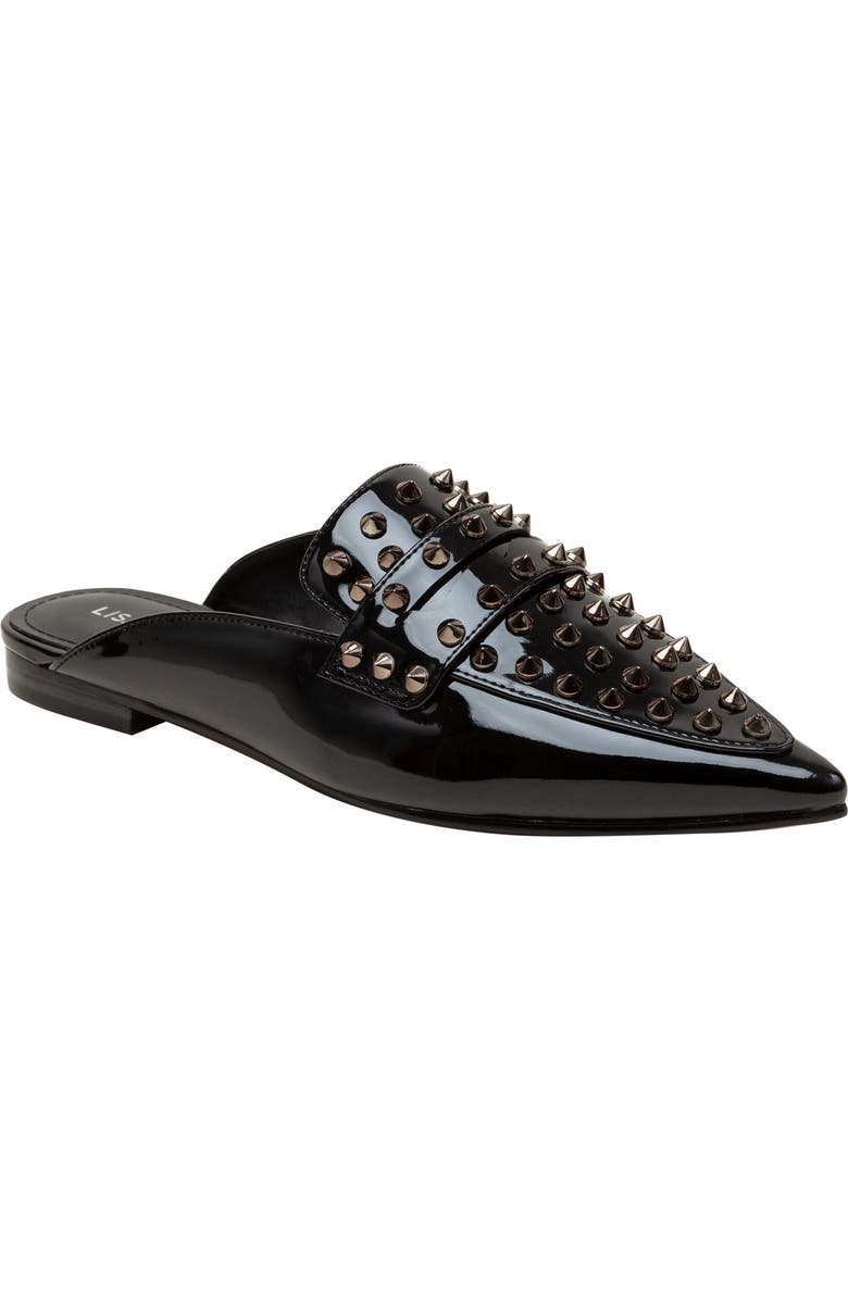 Lisa Vicky Mojo Studded Pointed Toe Mule, Main, color, Black Patent