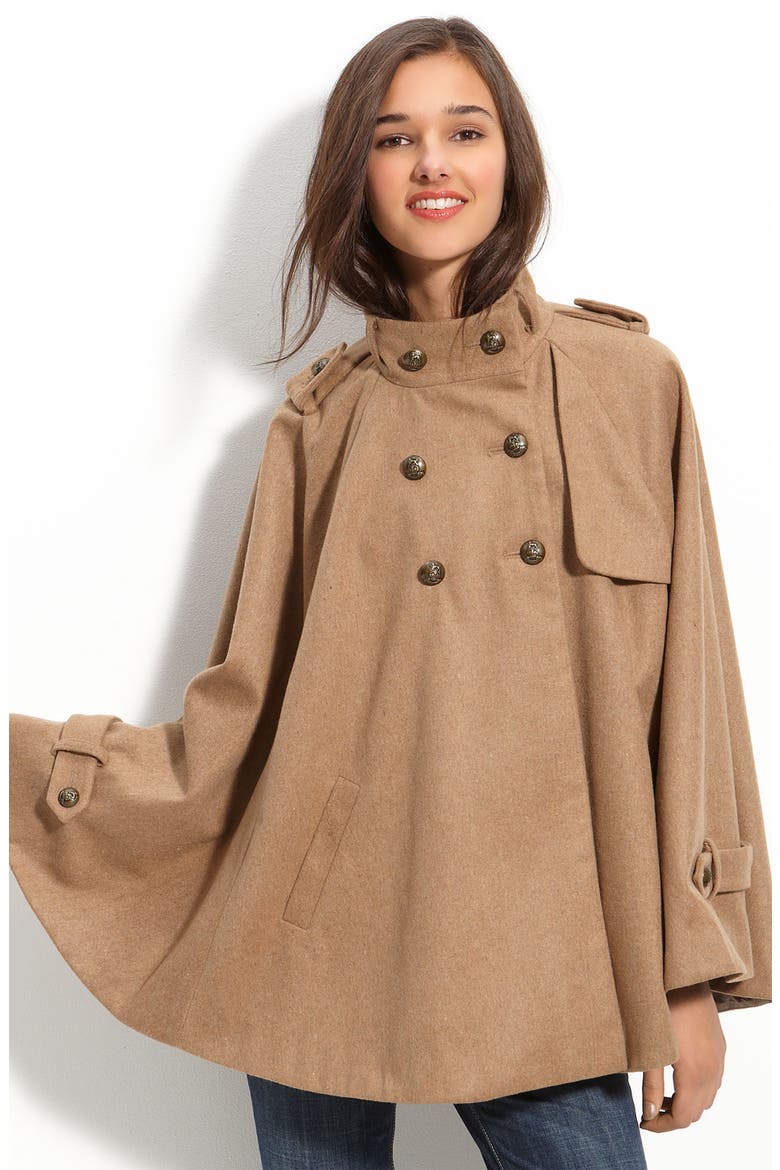 Double Breasted Wool Cape, Main, color, CAMEL