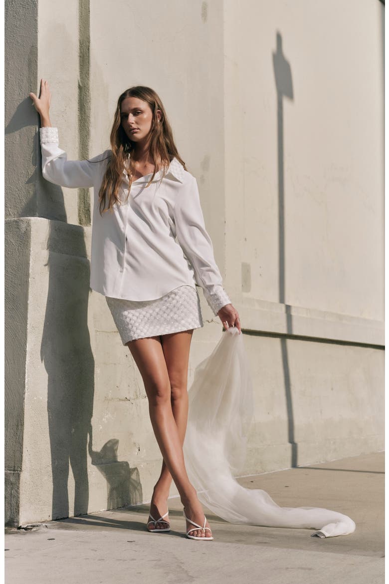 Faux Pearl Embellished Miniskirt, Alternate, color, IVORY