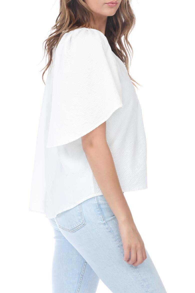 V-Neck Flutter Sleeve Top, Alternate, color, WHITE