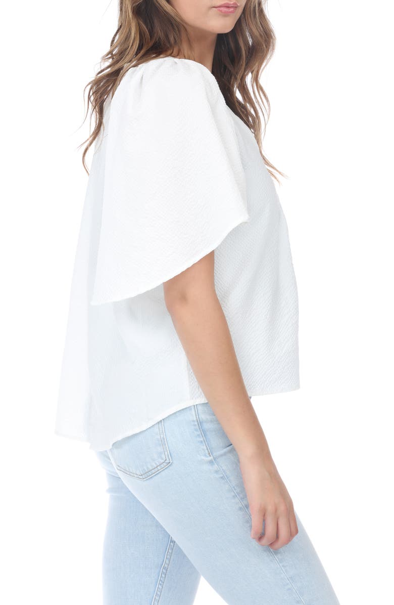 RAIN AND ROSE V-Neck Flutter Sleeve Top, Alternate, color, White