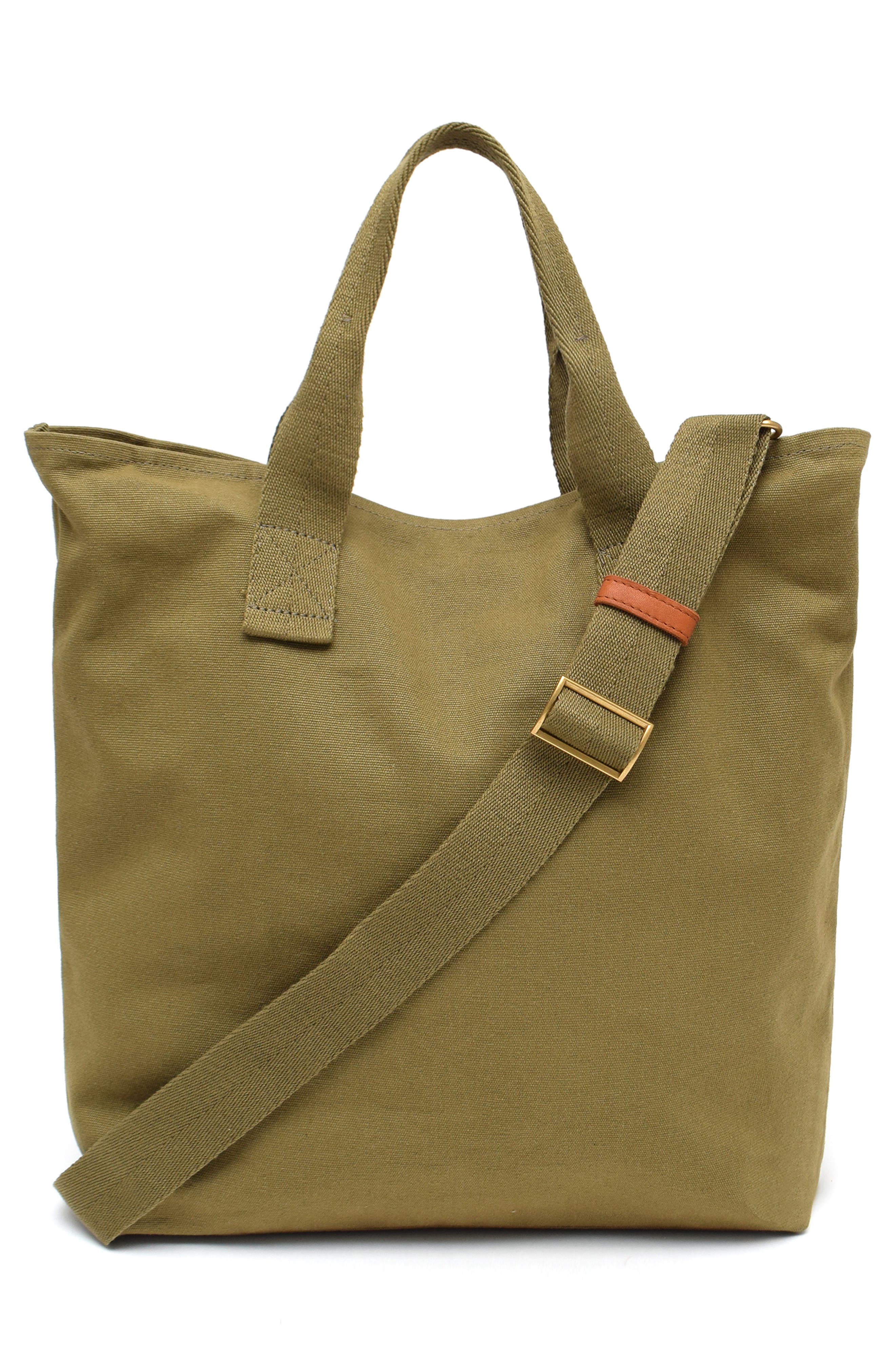New Amsterdam Leatherworks Ayla Canvas Tote Bag, Alternate, color, Olive