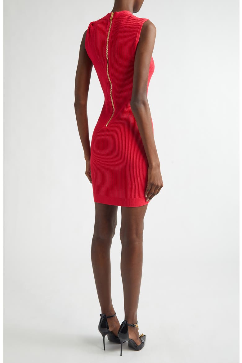 Twist V-Neck Rib Sweater Minidress, Alternate, color, LIVE FUCHSIA