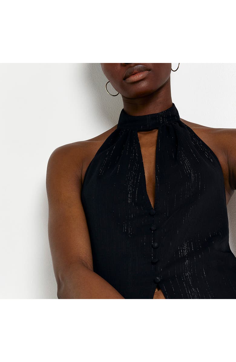 River Island Metallic Stripe Halter Top, Alternate, color, 