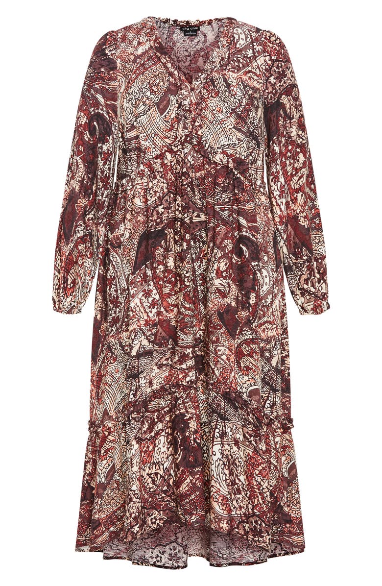 City Chic Gaia Long Sleeve Tiered Maxi Dress, Alternate, color, 