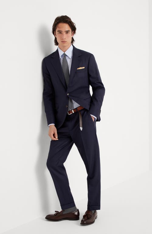 Brunello Cucinelli Straight-leg Pleated Wool-flannel Trousers In Blue
