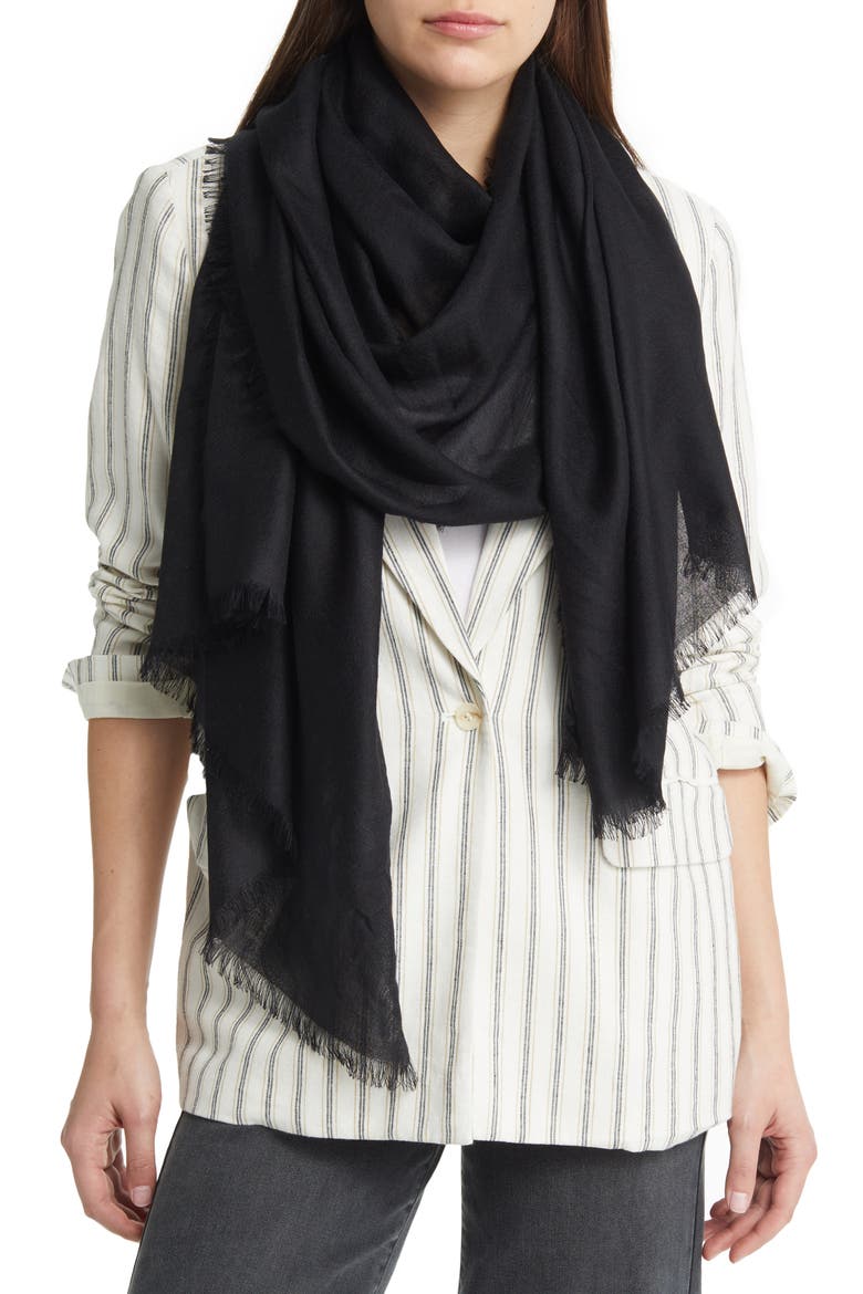 Cashmere & Silk Wrap, Main, color, BLACK