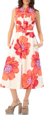 IVONNE Printed Jacquard Sleeveless Midi Dress