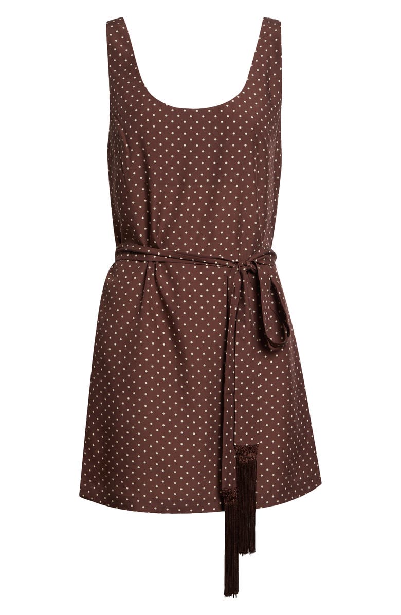 POSSE Evie Polka Dot Cowl Back Sheath Minidress, Main, color, Chocolate Vanilla