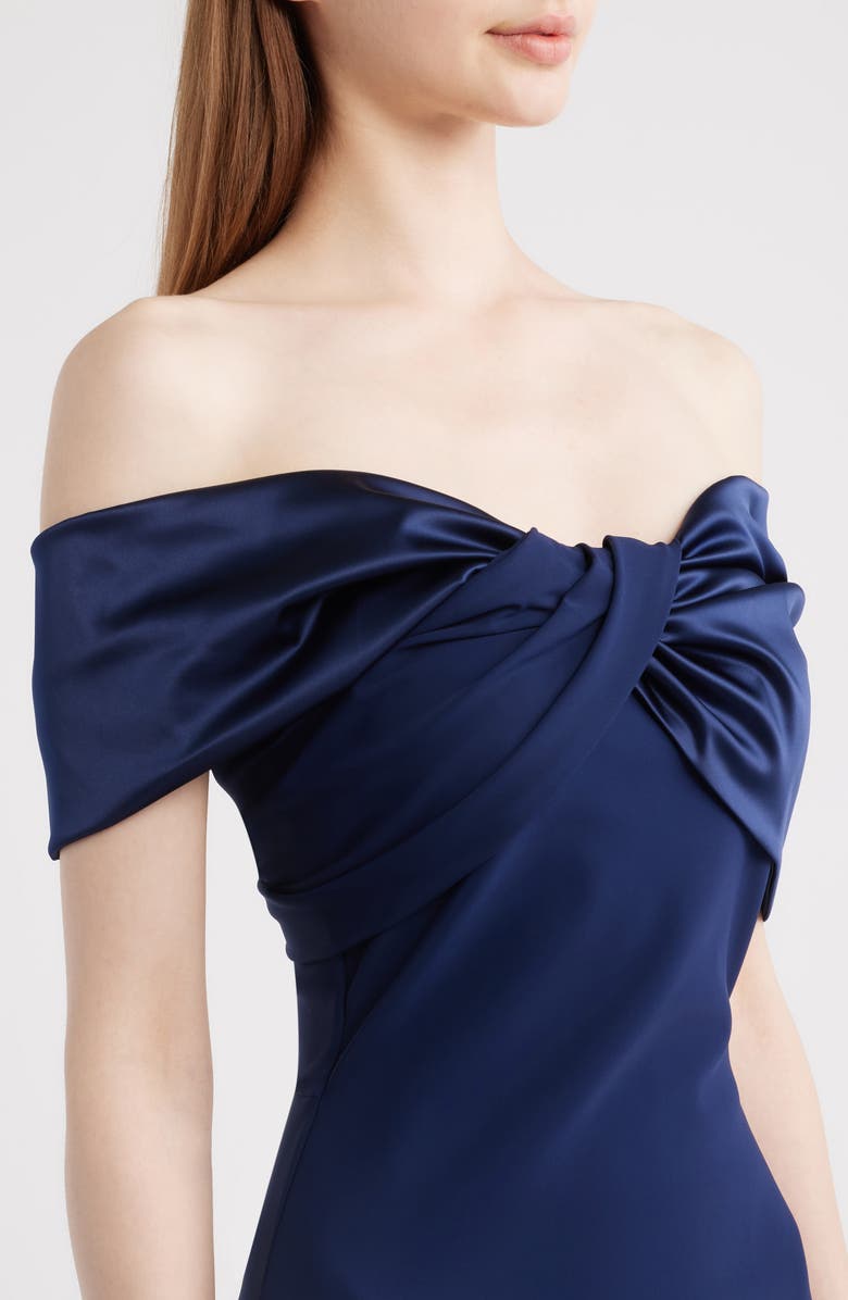 Chiara Boni La Petite Robe Vezia One-Shoulder Mixed Media Gown, Alternate, color, Blue Note