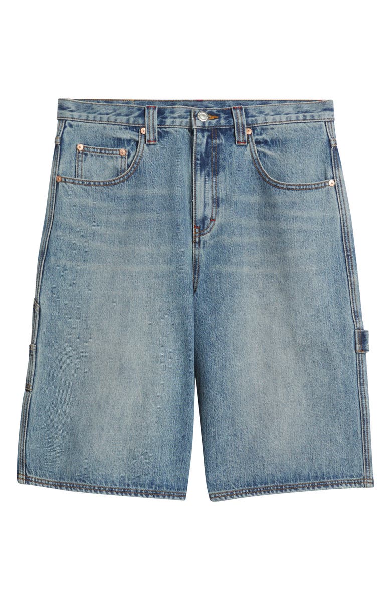 Elwood E Logo Oversize Denim Carpenter Shorts, Alternate, color, Pale Indigo