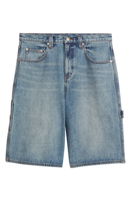 Elwood E Logo Oversize Denim Carpenter Shorts In Blue