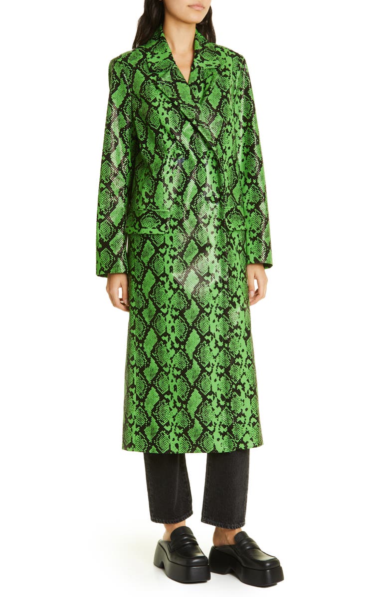 Simon Miller Joto Snakeskin Print Faux Leather Coat, Alternate, color,