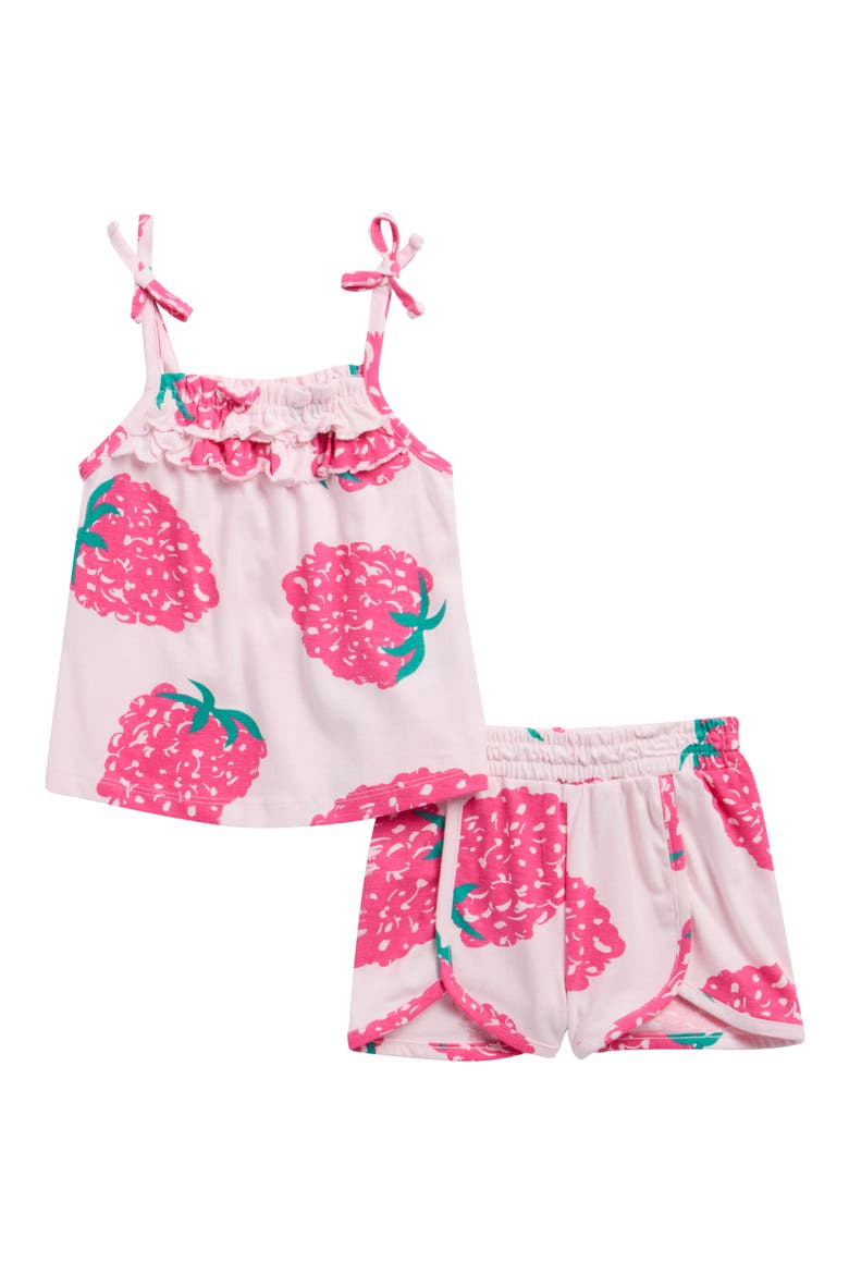 Fruit Print Tie Tank & Shorts Set, Main, color, MAGENTA