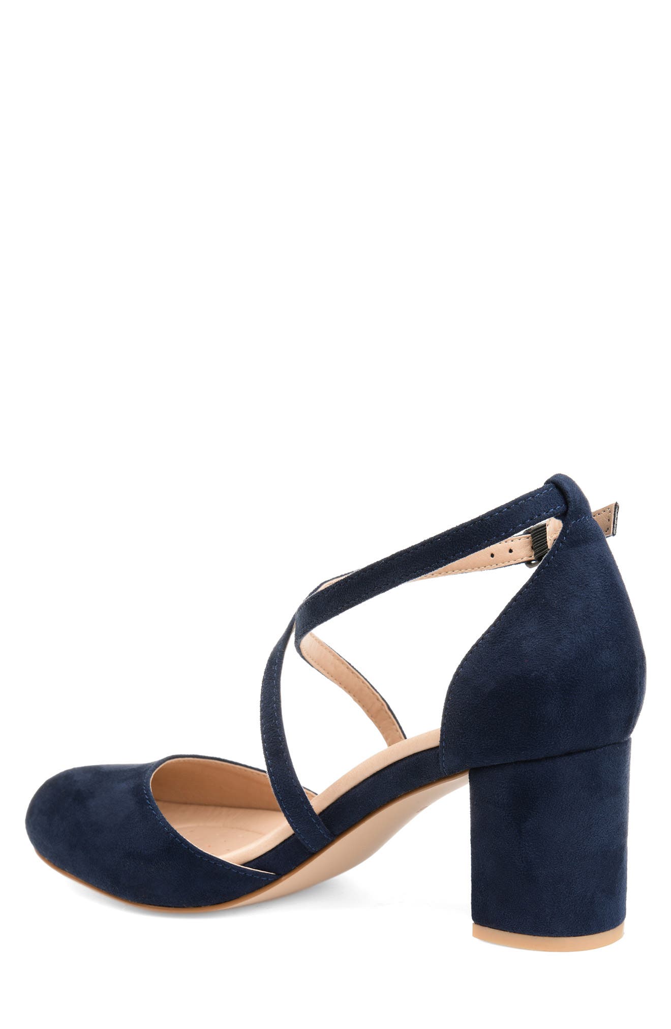 Journee Collection Foster Block Heel Pump - Wide Width, Alternate, color, Navy