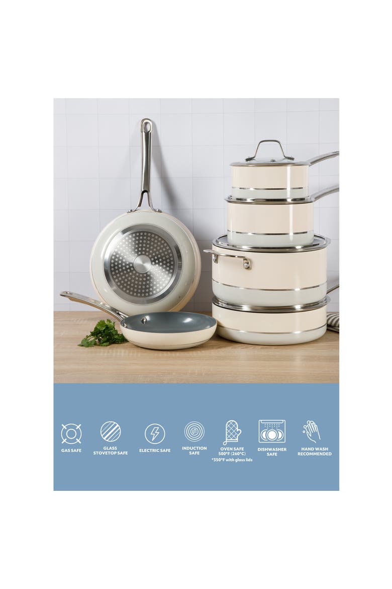 Viva La Cantina 10-Piece Ceramic Nonstick Cookware Set, Alternate, color, White