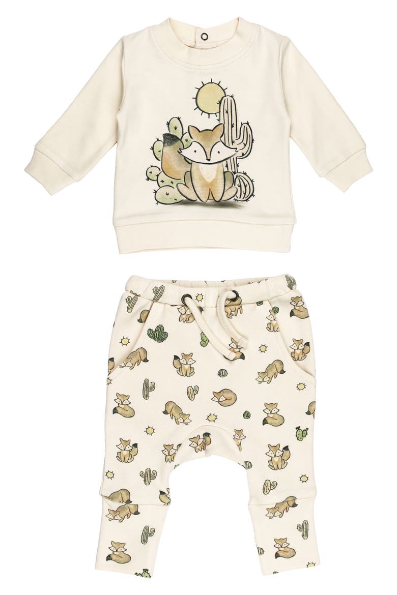 Organic Cotton Fleece Graphic Sweatshirt & Joggers Set, Main, color, LITTLE FOX
