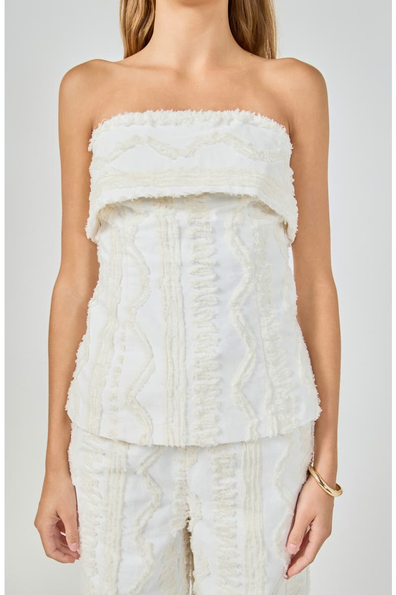 Fringed Strapless Cotton Top, Alternate, color, IVORY